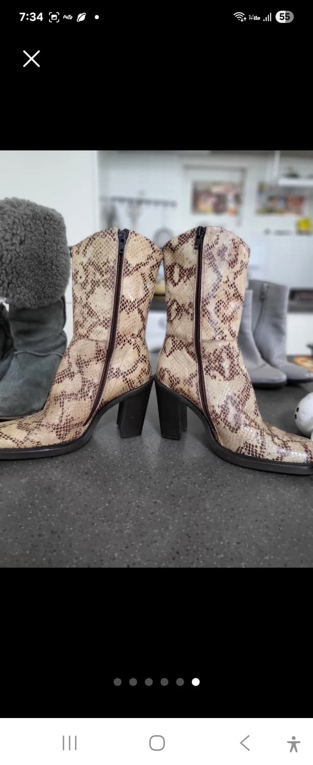 일본구매 이태리 명품브랜드 리얼뱀피 앵클 부츠 235mm 상품이미지6