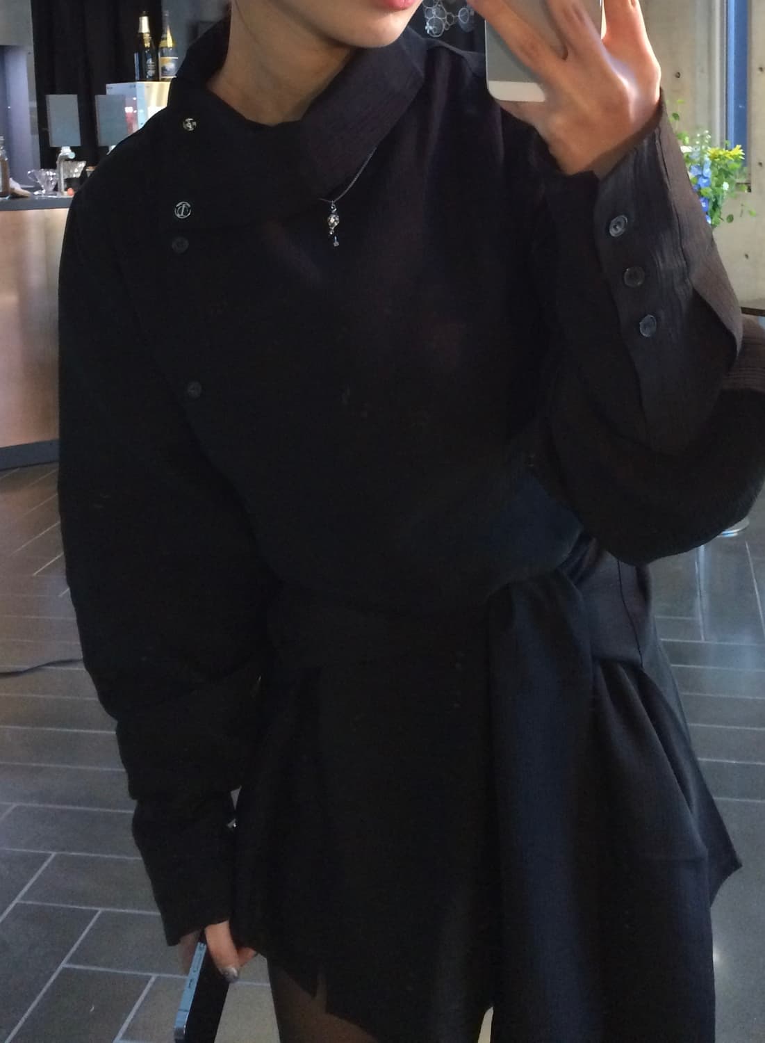 트리밍버드 3-way High-neck Wrap Blouse 블랙 상품이미지2