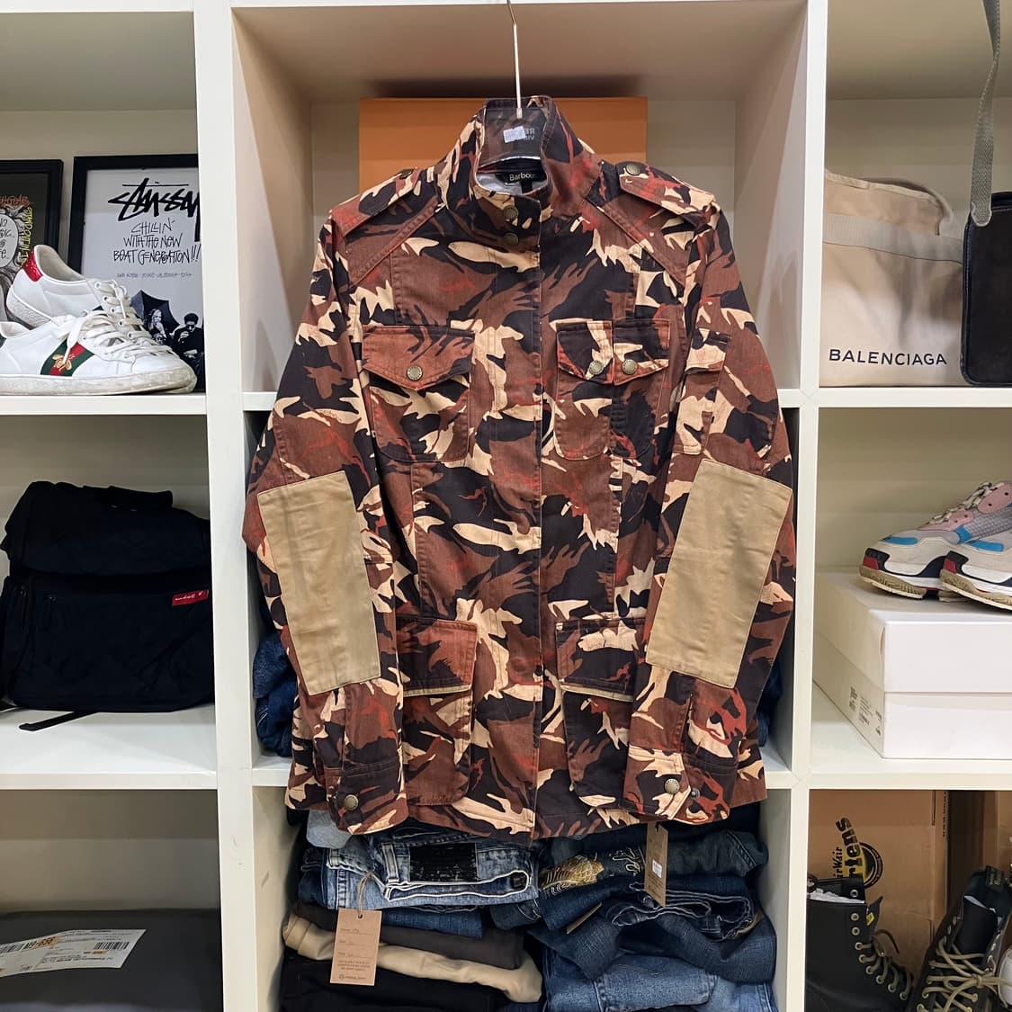 바버 엘보우 패치 유틸리티 카모 플라쥬 헌팅 자켓 40 상품이미지1