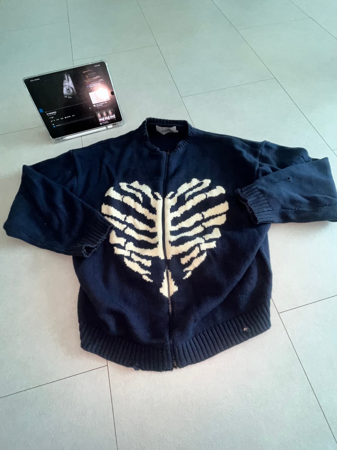 XTONZ 보운 니트 집업 상품이미지1