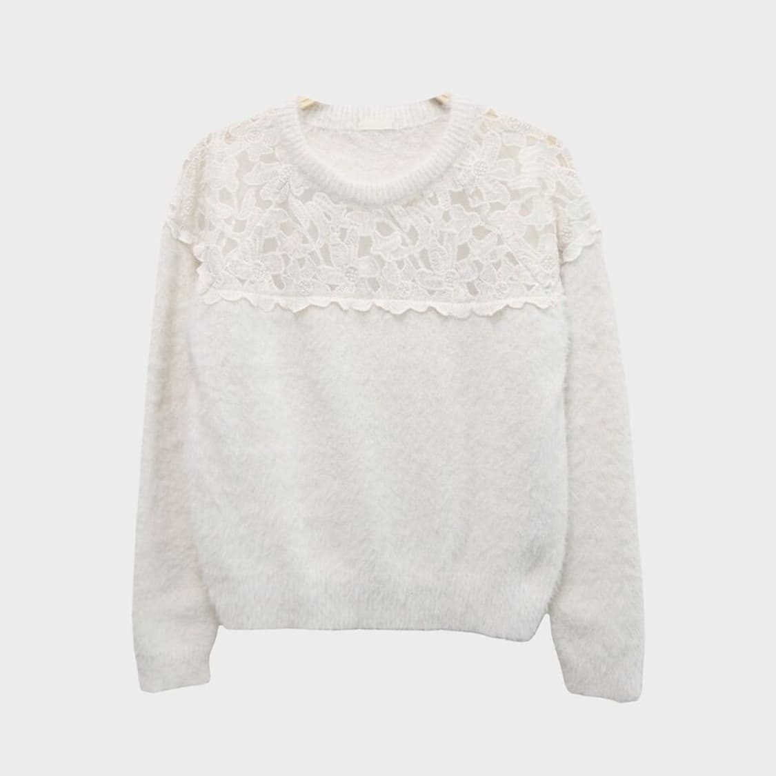GU 플라워 레이스 모리걸 화이트 니트 상품이미지1