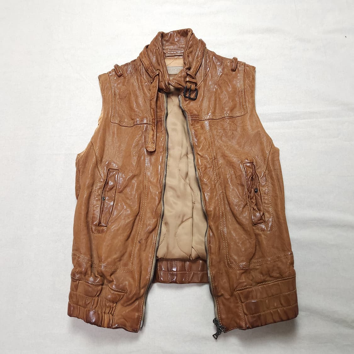 [XXS] 닐바렛 브라운 소가죽 조끼 자켓 상품이미지2