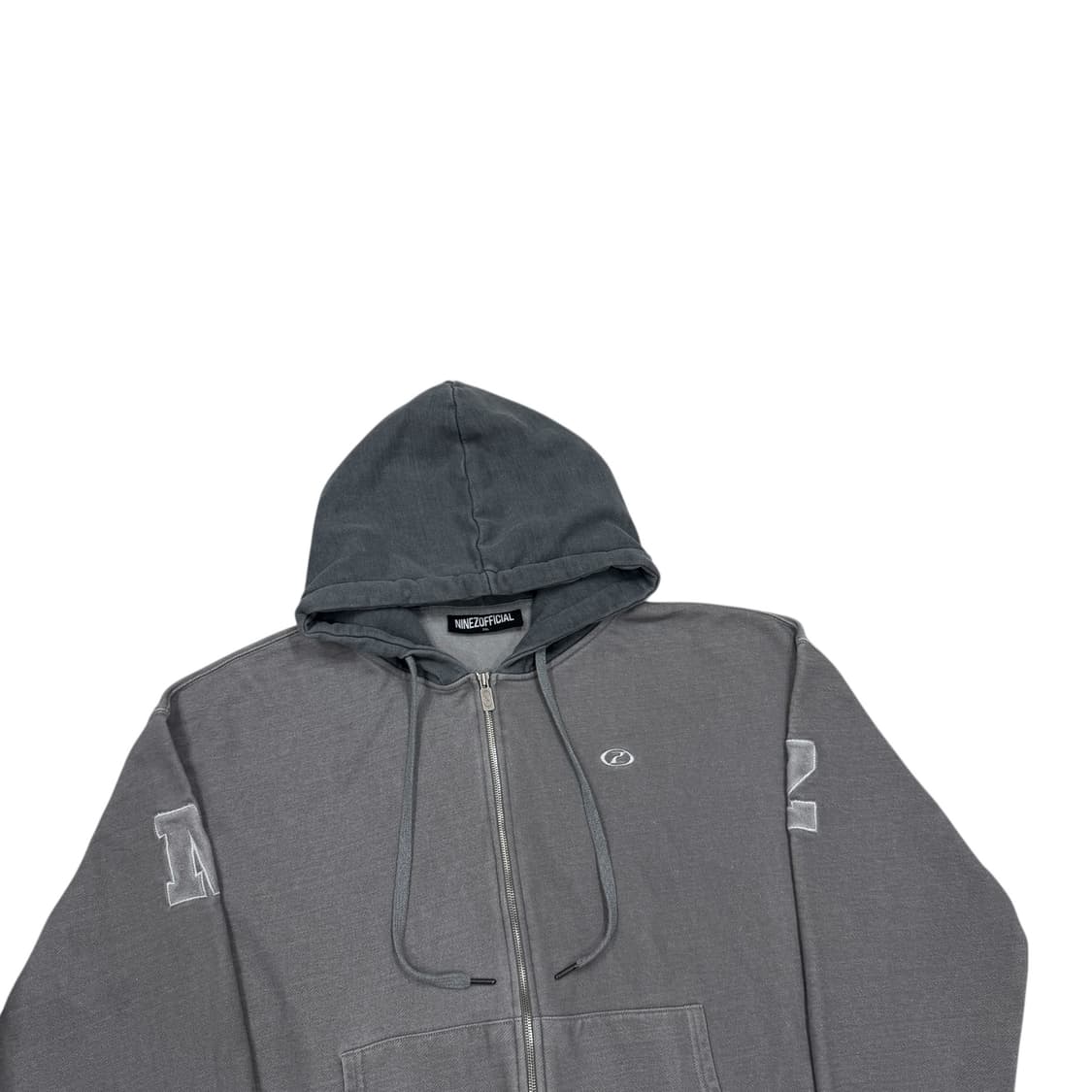 나인제트 피그먼트 아플리케 후드집업 자켓 그레이 2XL 상품이미지2