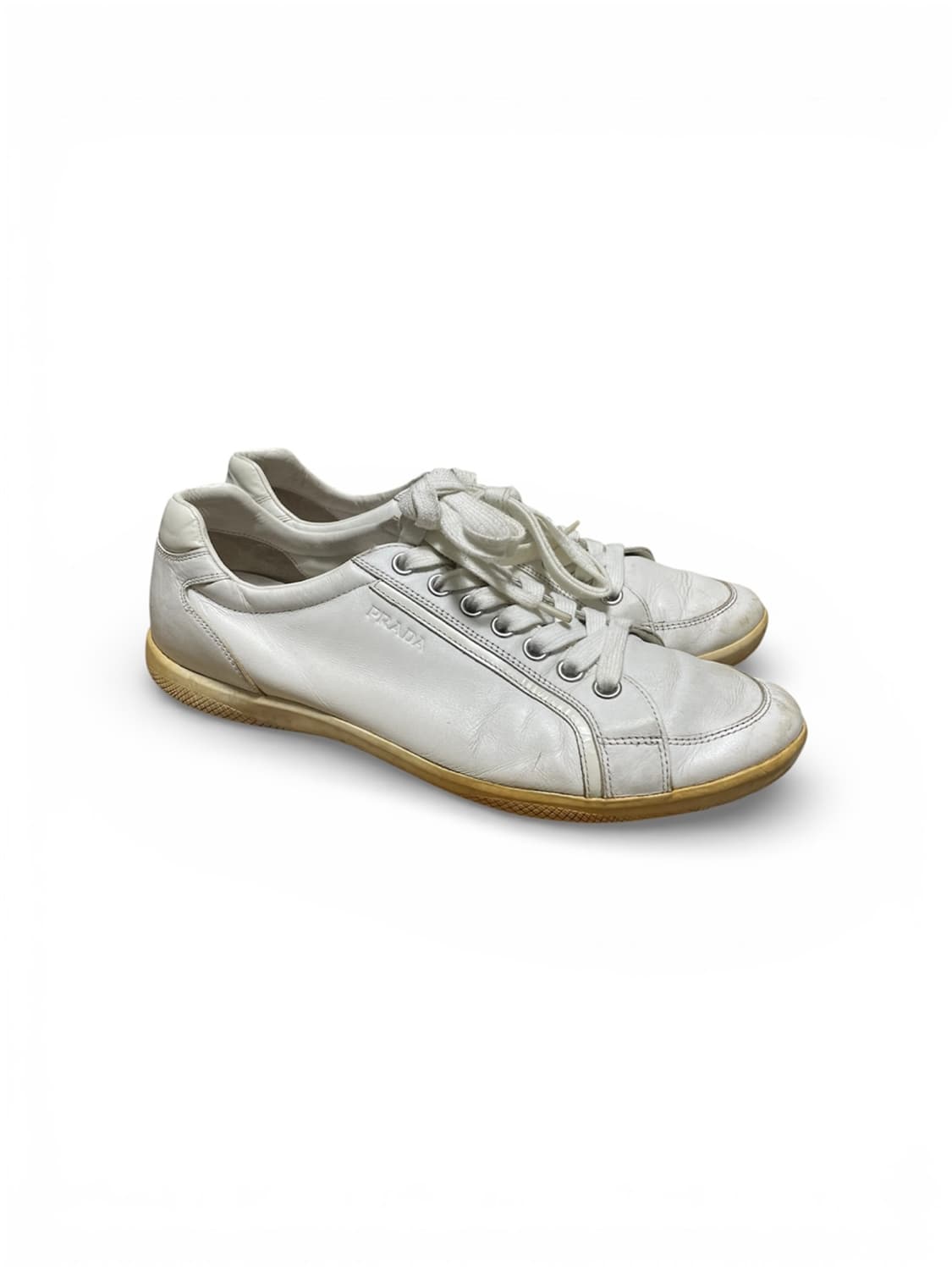 285) 프라다 스포츠 레더 로고 화이트 스니커즈 상품이미지3