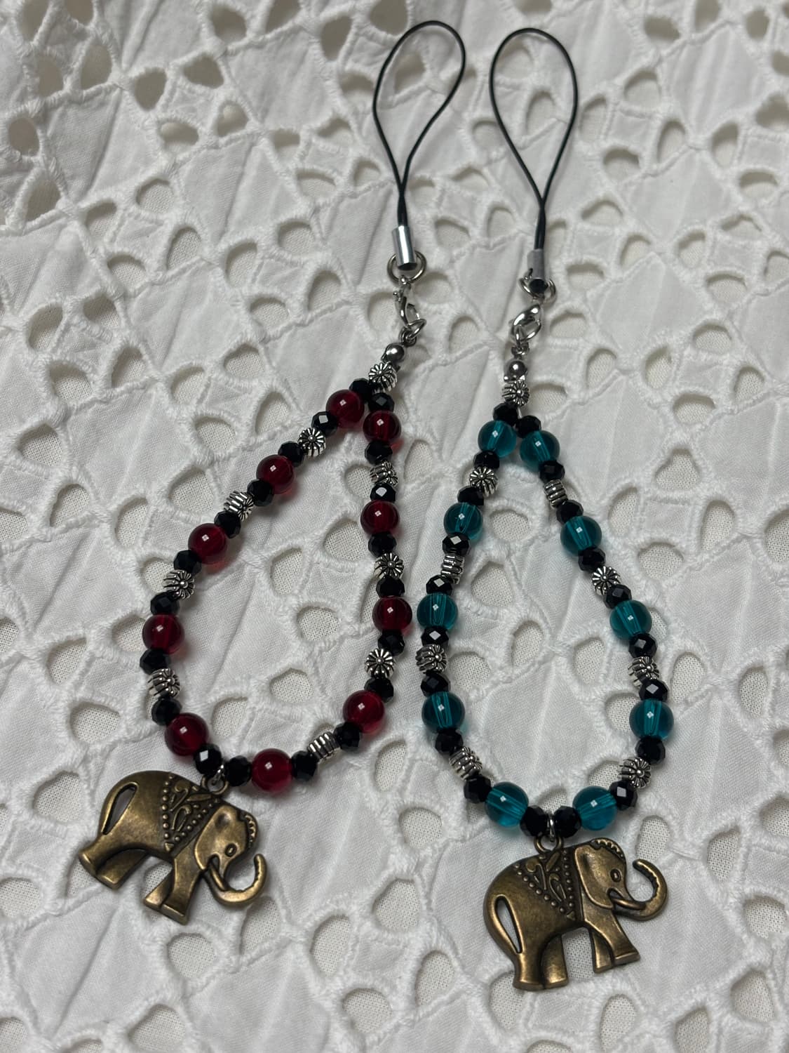 [핸드메이드] 코끼리 핸드폰 줄 키링 (하늘색) 상품이미지4