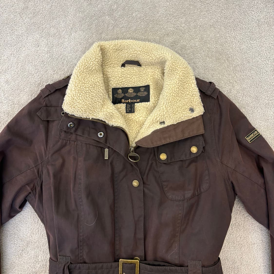 바버 폴라퀼트 벨티드 자켓 상품이미지7