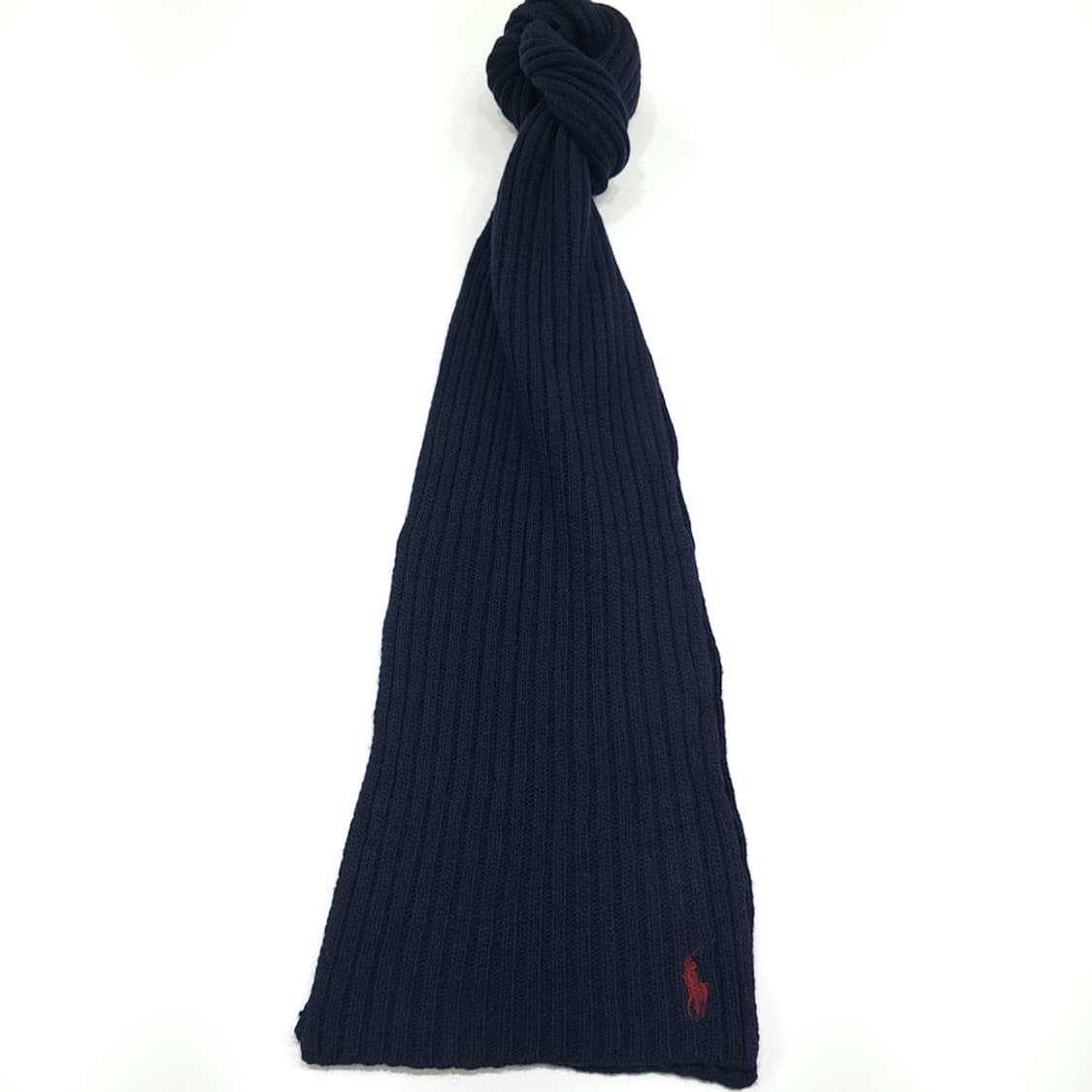 MX342 폴로 랄프로렌 다크네이비 리브드 램스울 니트 목도리 머플러 상품이미지1
