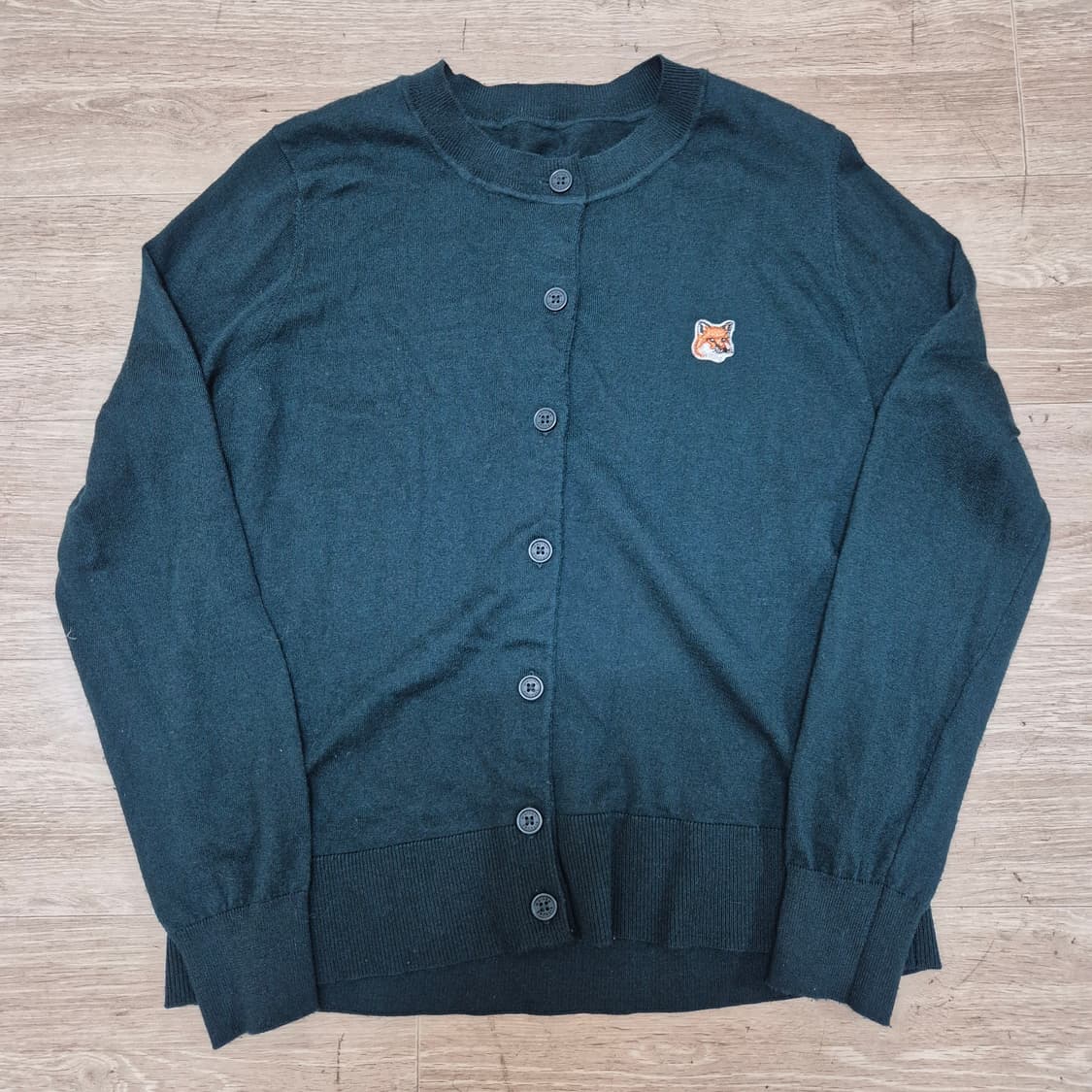 메종키츠네 자수 헤드 와펜로고 라운드 울 니트 가디건 M(95) 상품이미지1