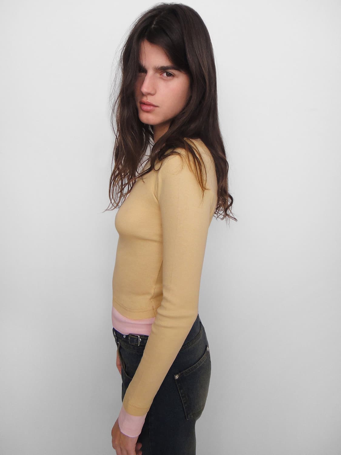 [S,M]기마구아스 Samm 레이어드 티셔츠/옐로우 상품이미지4