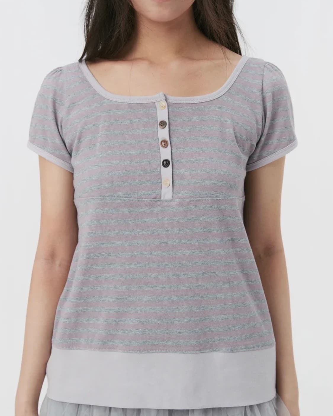 오헤시오 SQUARE NECK JERSEY BLOUSE, LAVENDER 상품이미지1
