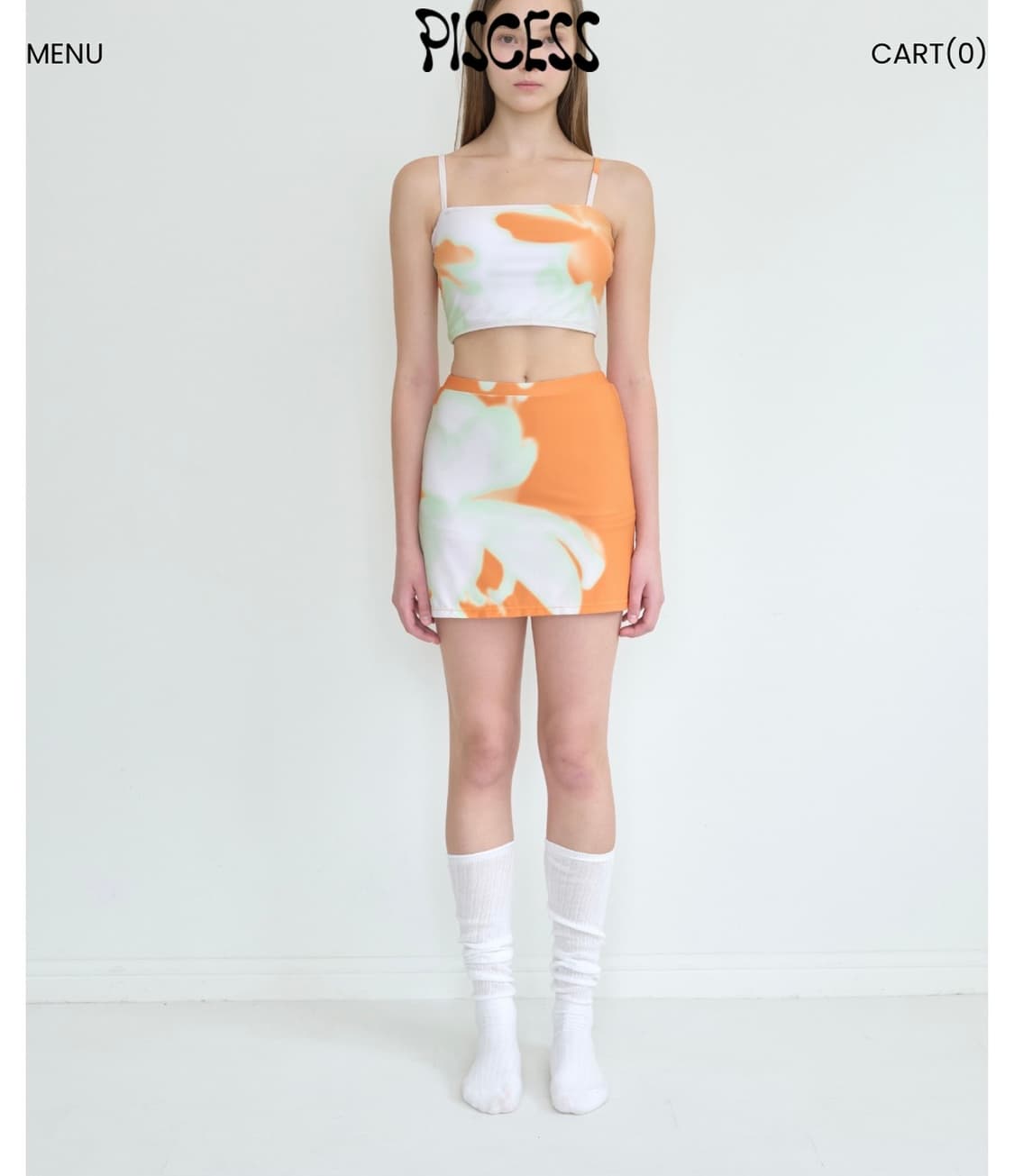 파이시스 플라워 튜브 탑 스커트 세트 오렌지 M 상품이미지1