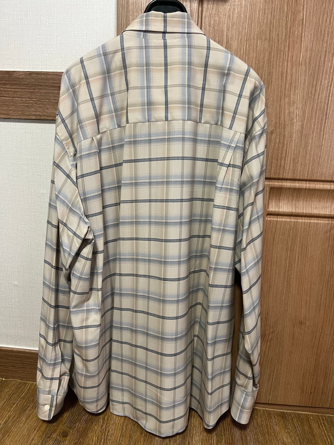 오라리 슈퍼 라이트 울 체크 셔츠 라이트 베이지 4사이즈 상품이미지3
