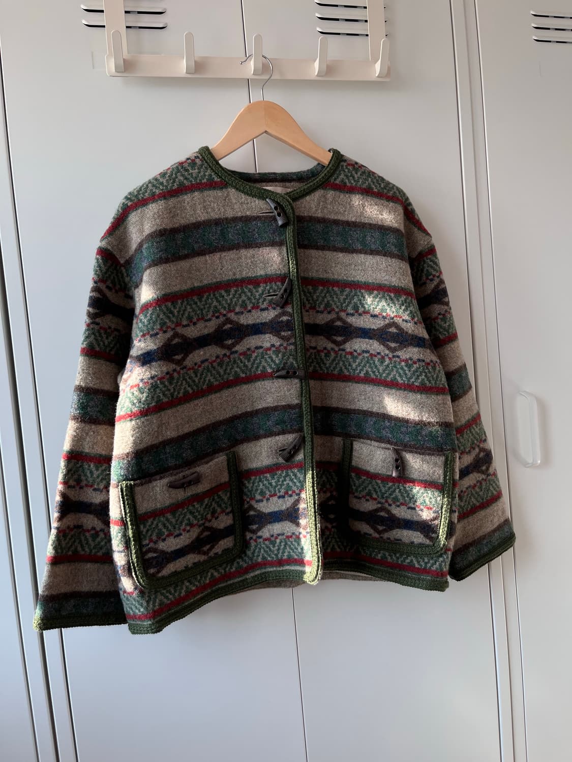 Mature 더플 단추 패턴 울자켓 상품이미지5