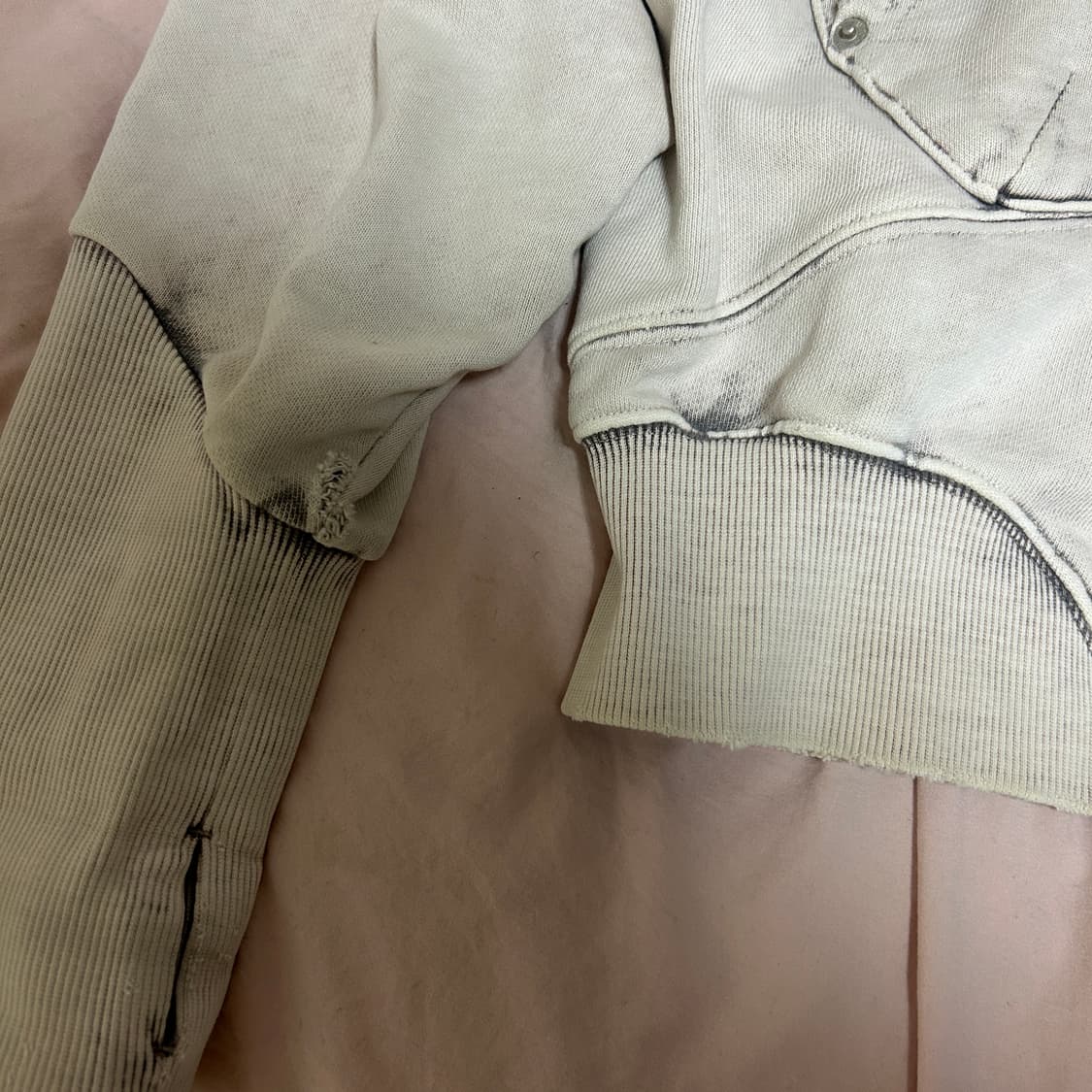 미스치프 빅포켓 후드 블리치드 핑크 그레이 M 상품이미지6