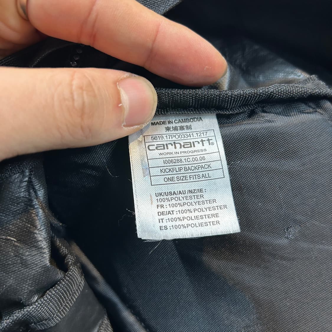 칼하트 WIP 킥플립 백팩 가방 블랙 상품이미지9