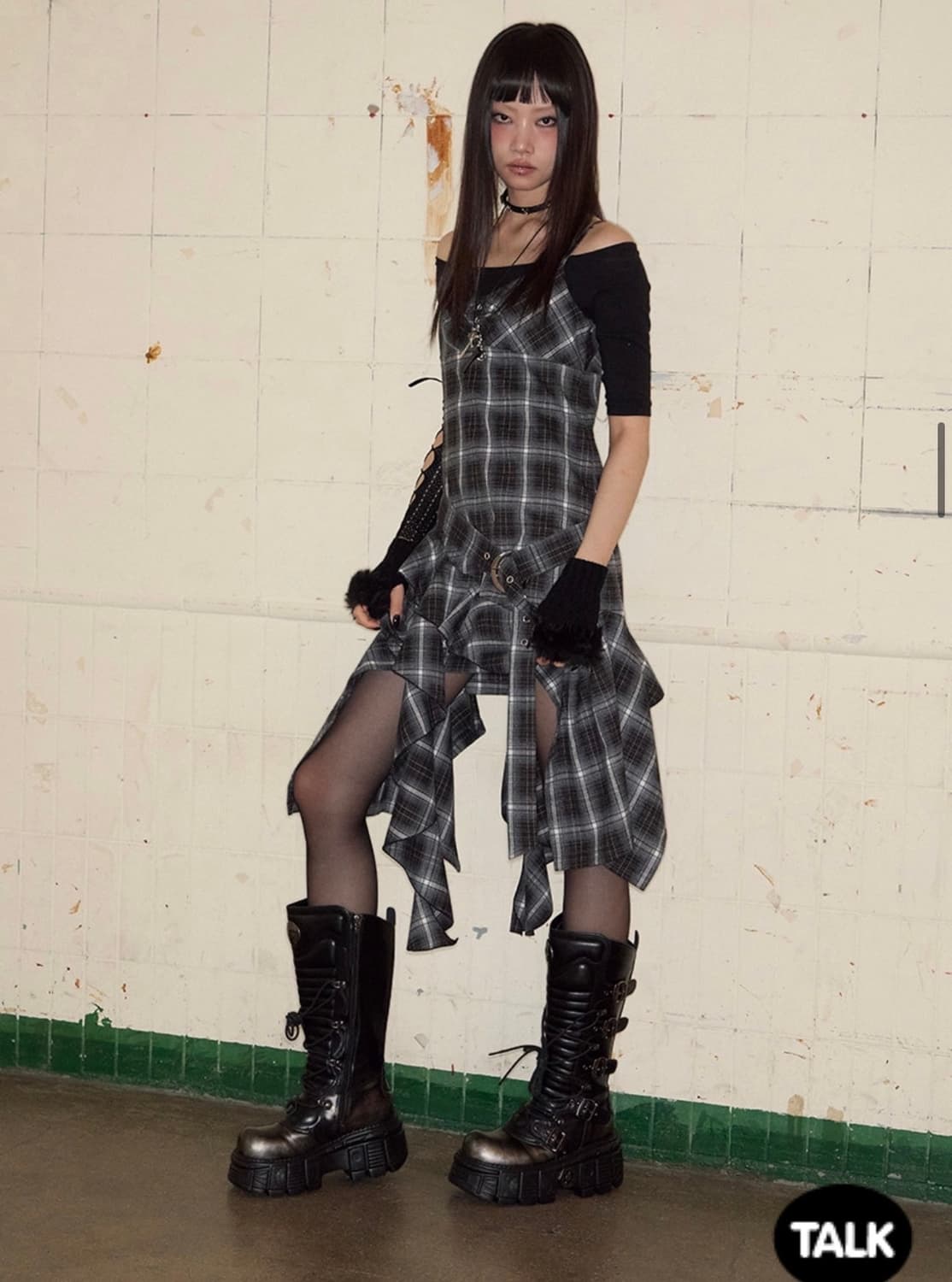 Belted Drop Ruffle Dress (CHECK) 상품이미지4