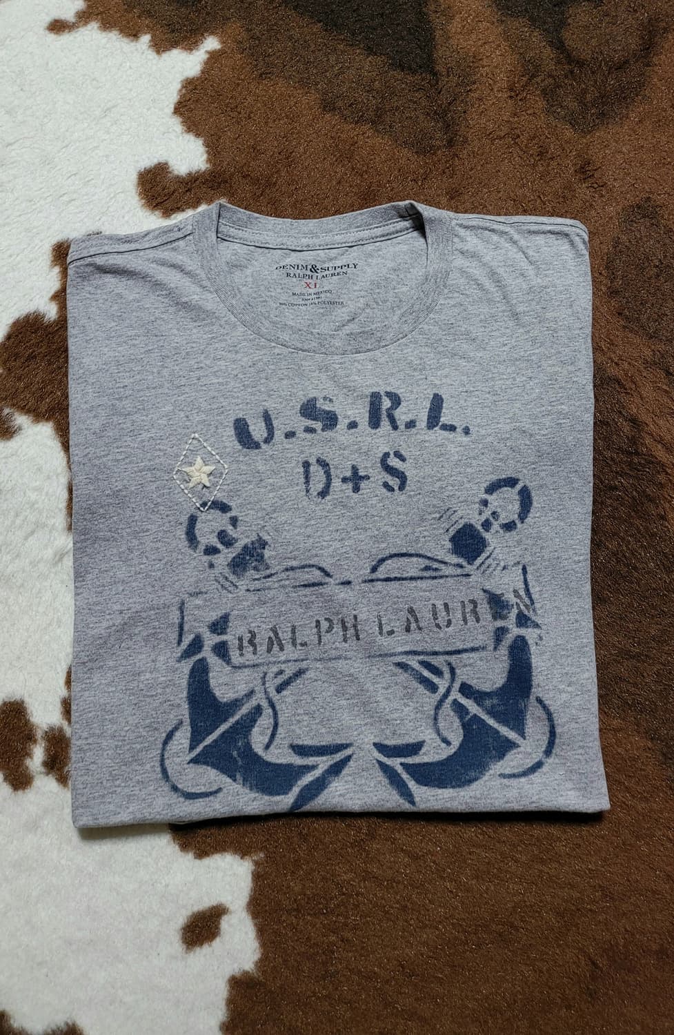 (새상품)데님앤서플라이 남성용 자수 그레이 반팔티셔츠(XL) 상품이미지1