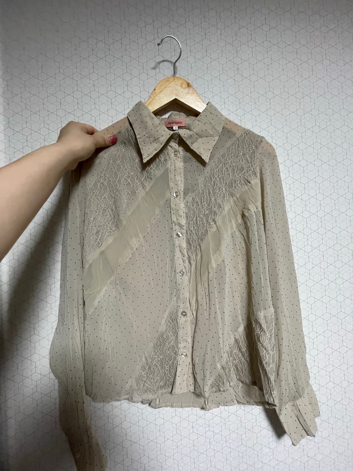 Japanese Vintage 도트시스루 블라우스 상품이미지1