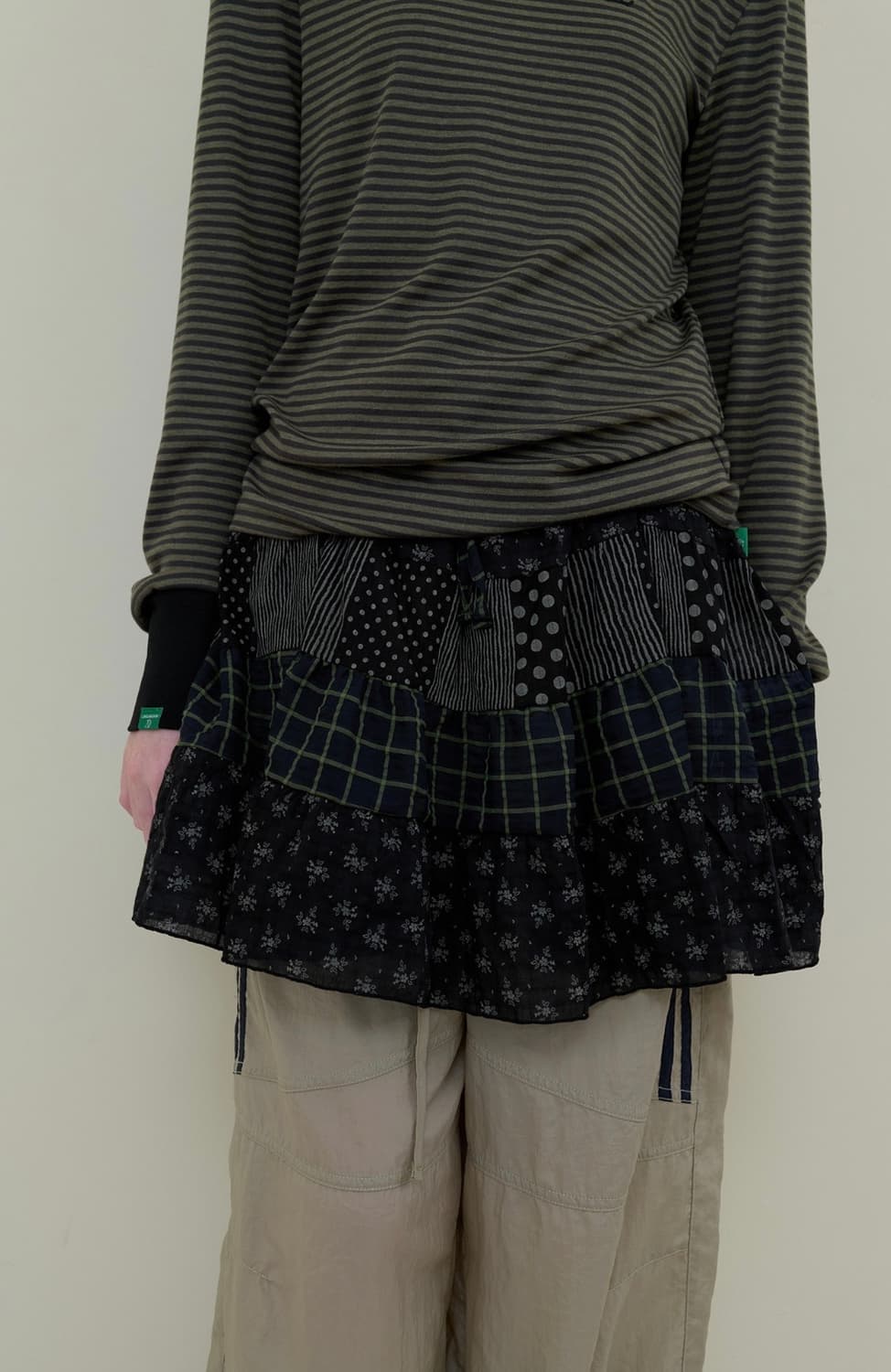 노컨텐츠 Mixed Pattern Mini Skirt 상품이미지2