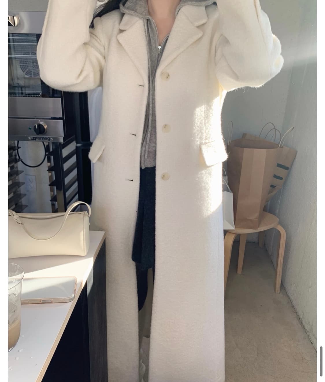 Leeds 리즈 로아 부클 롱 코트(아이보리) 상품이미지6