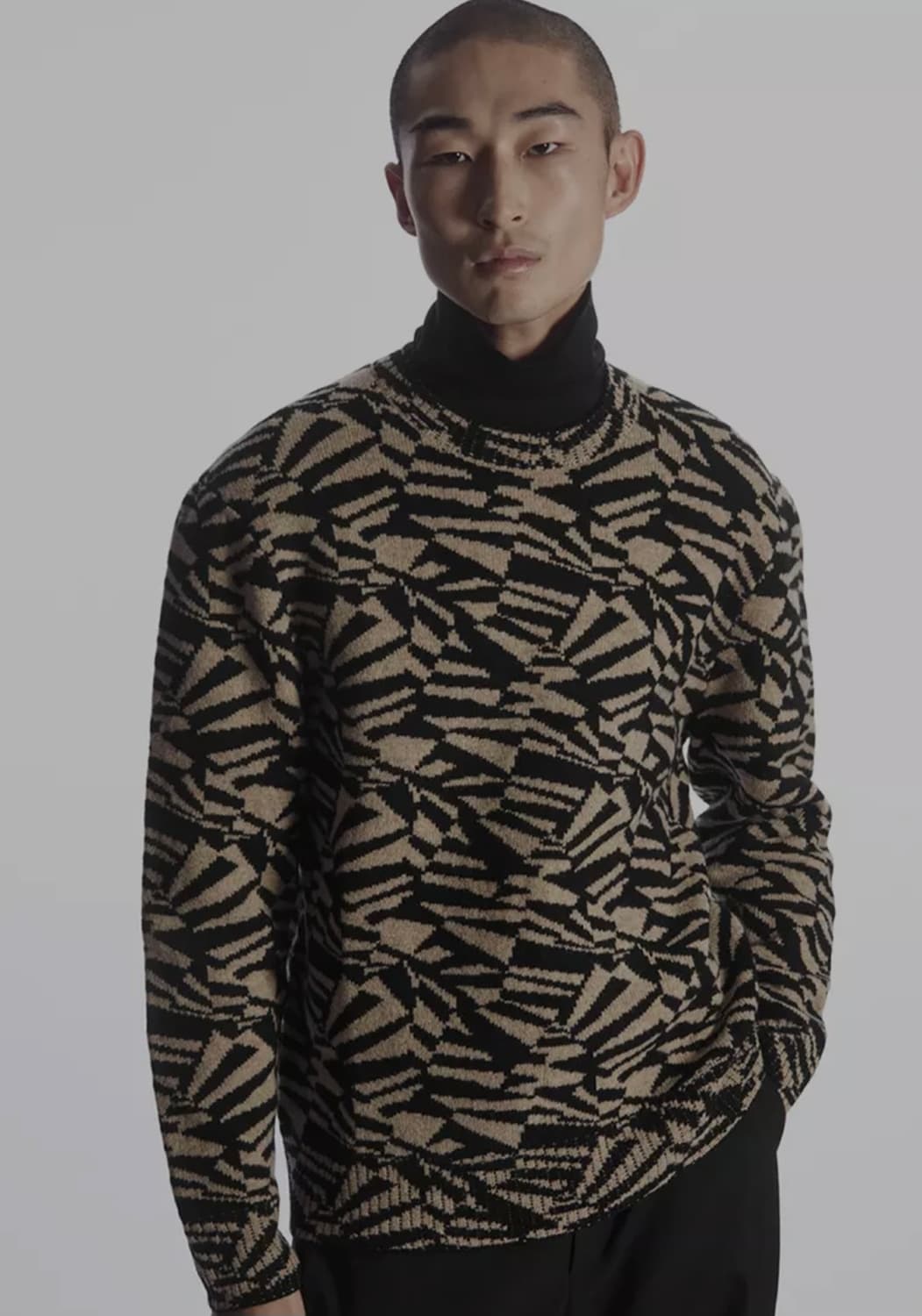 코스 COS 베이지×블랙 패턴 울100% 니트 XS 상품이미지1