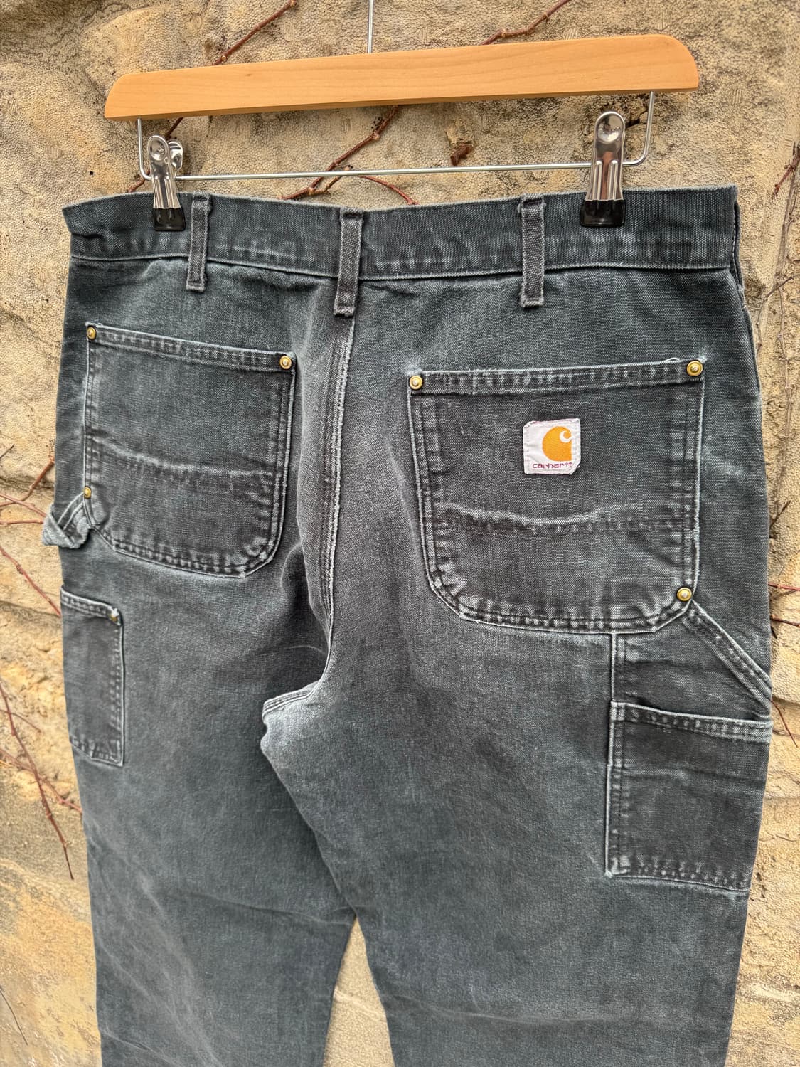 칼하트 빈티지 b01 blk 하드페이딩 카펜터 더블니 워크 팬츠 32 상품이미지4