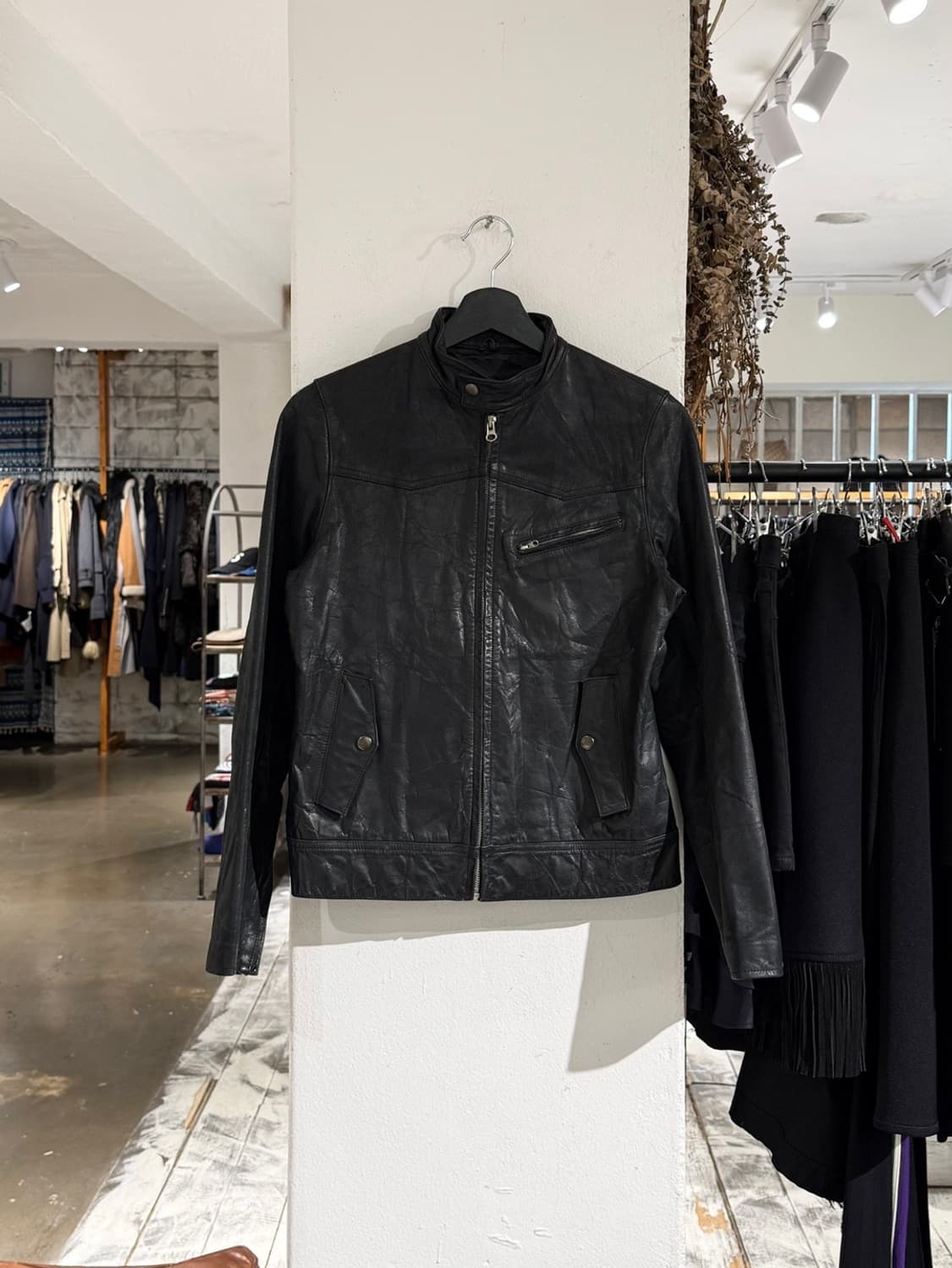 드렐라 블랙 싱글 라이더 레더 자켓 상품이미지1