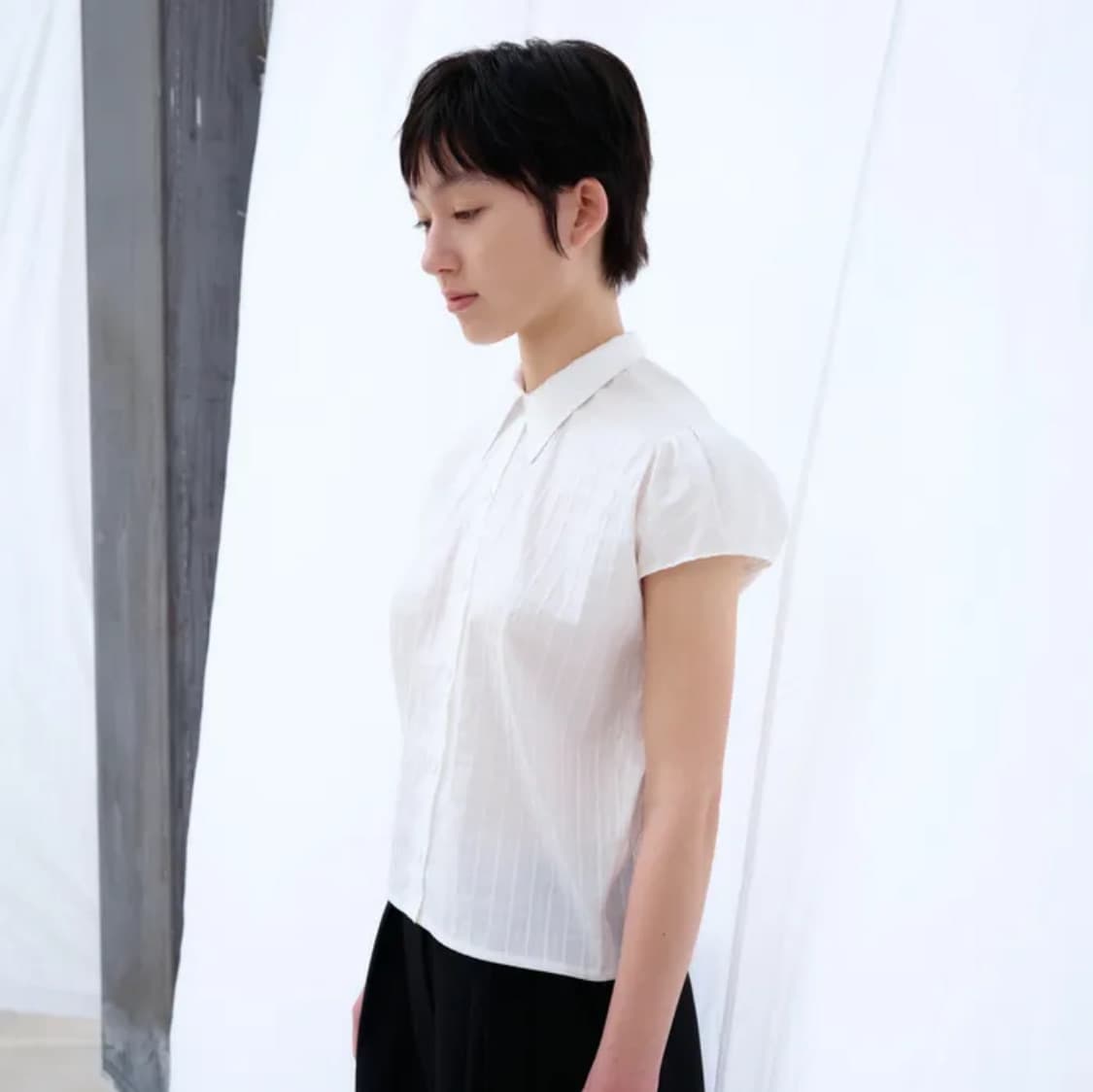 버뮬라 캡 슬리브 스트라이프 셔츠 화이트 상품이미지2