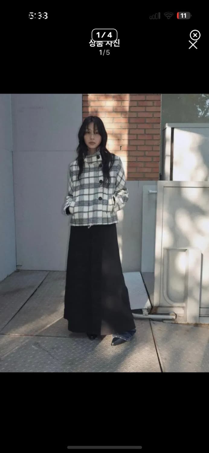 (새상품) 자라 ZARA 체크 하이넥 코트 s 상품이미지1