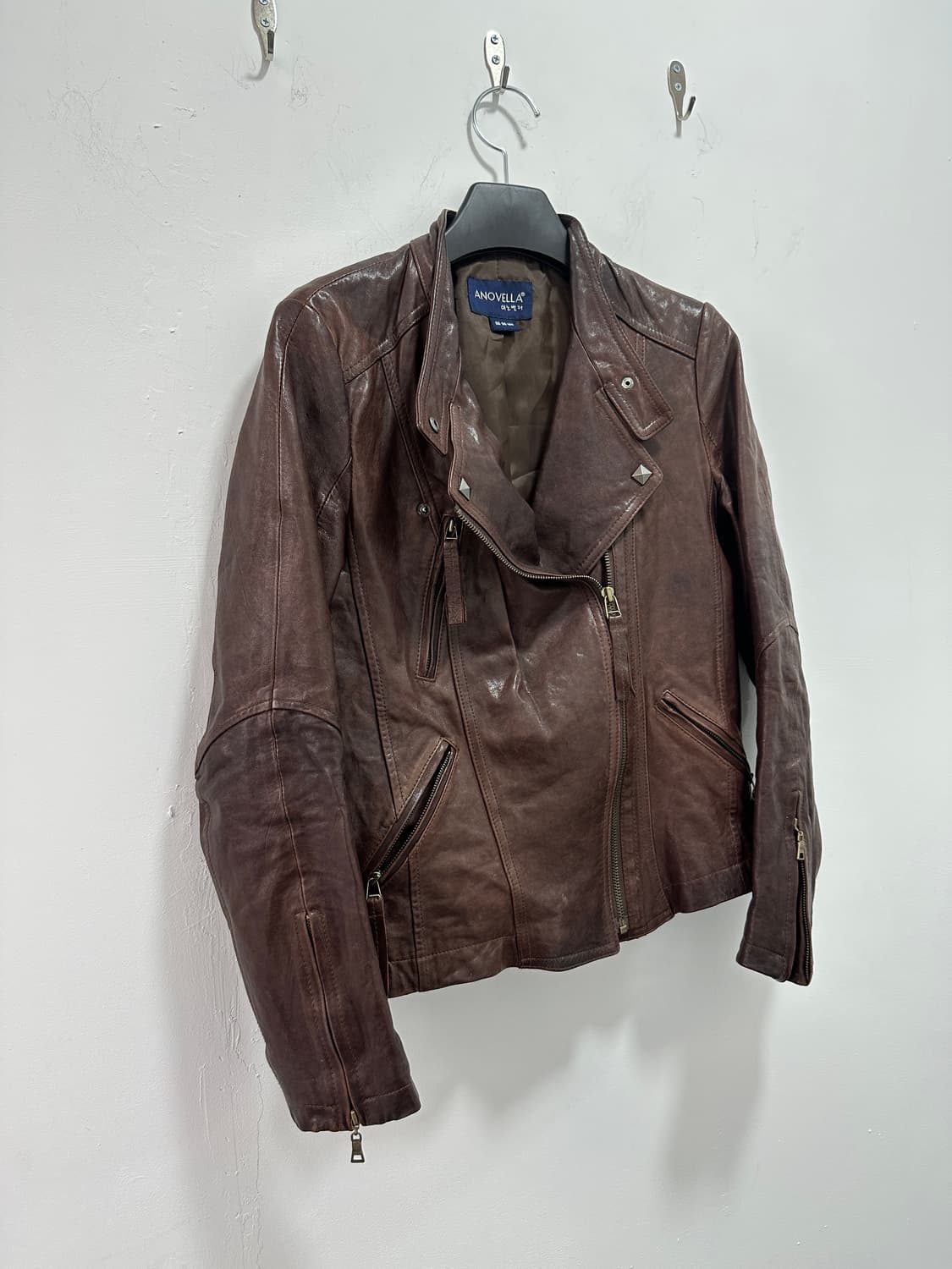 Lambs leather silver stud button jacket 상품이미지4