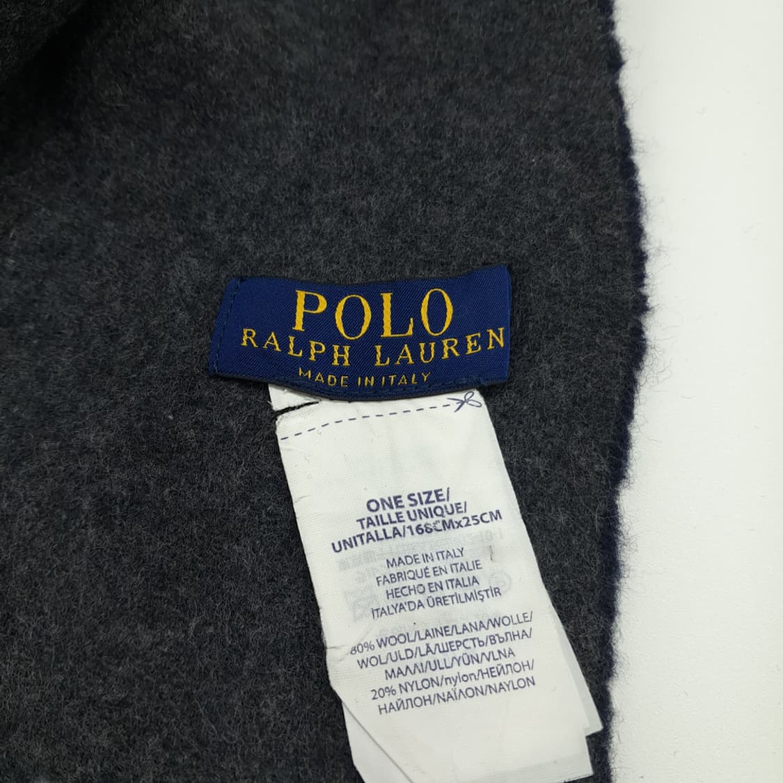 MX176 폴로 랄프로렌 네이비 그레이 울 양면 목도리 머플러 상품이미지5