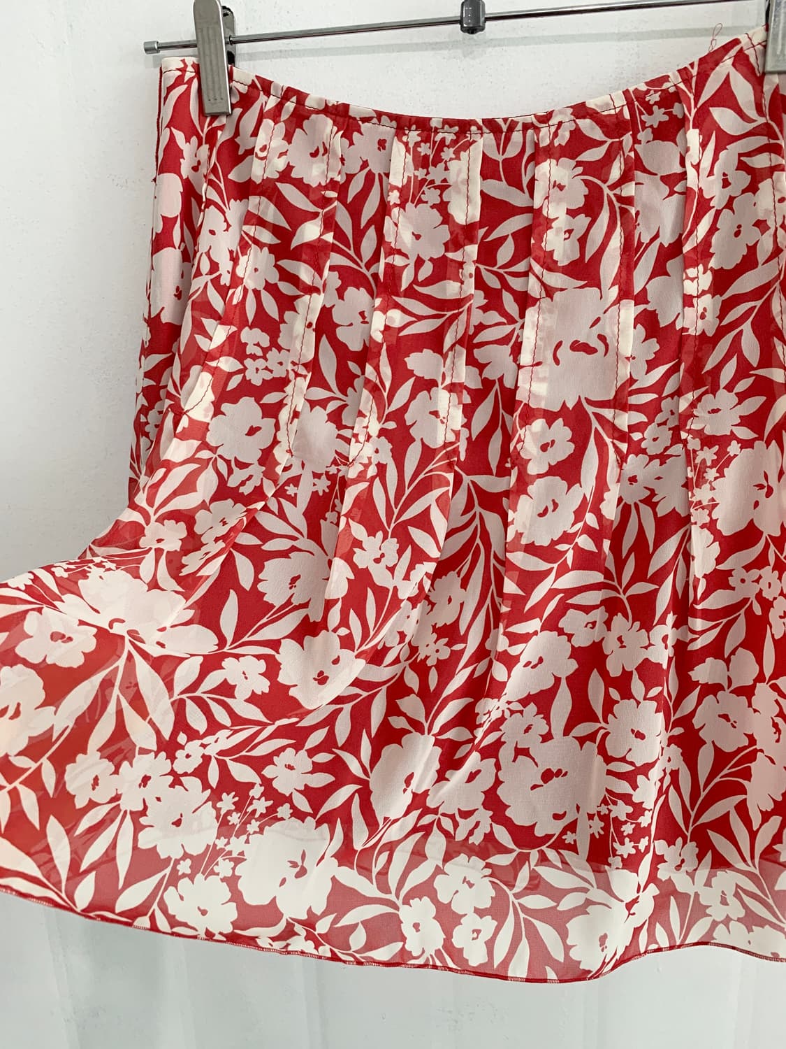 Red Oriental Flower Midi Skirt 상품이미지7