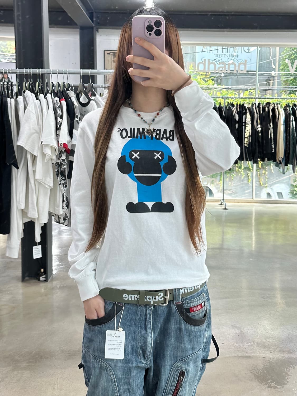 베이프 베이비마일로 롱슬리브 긴팔티셔츠 상품이미지3