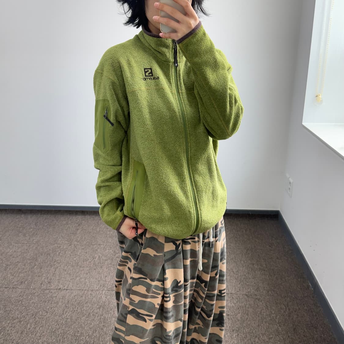 Salomon 살로몬 그린 브라운 플리스 집업  상품이미지2