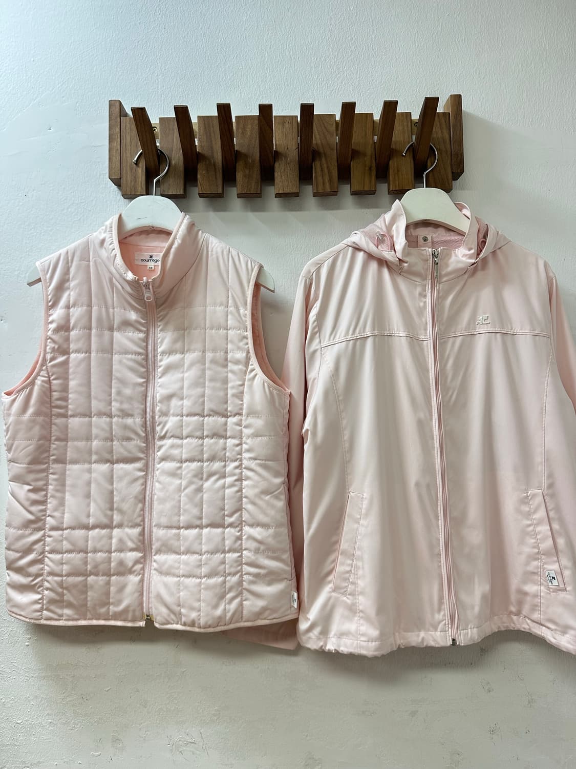 Courrèges 꾸레쥬 2way 라이트 핑크 후드 자켓 + 퀼팅 베스트 상품이미지1