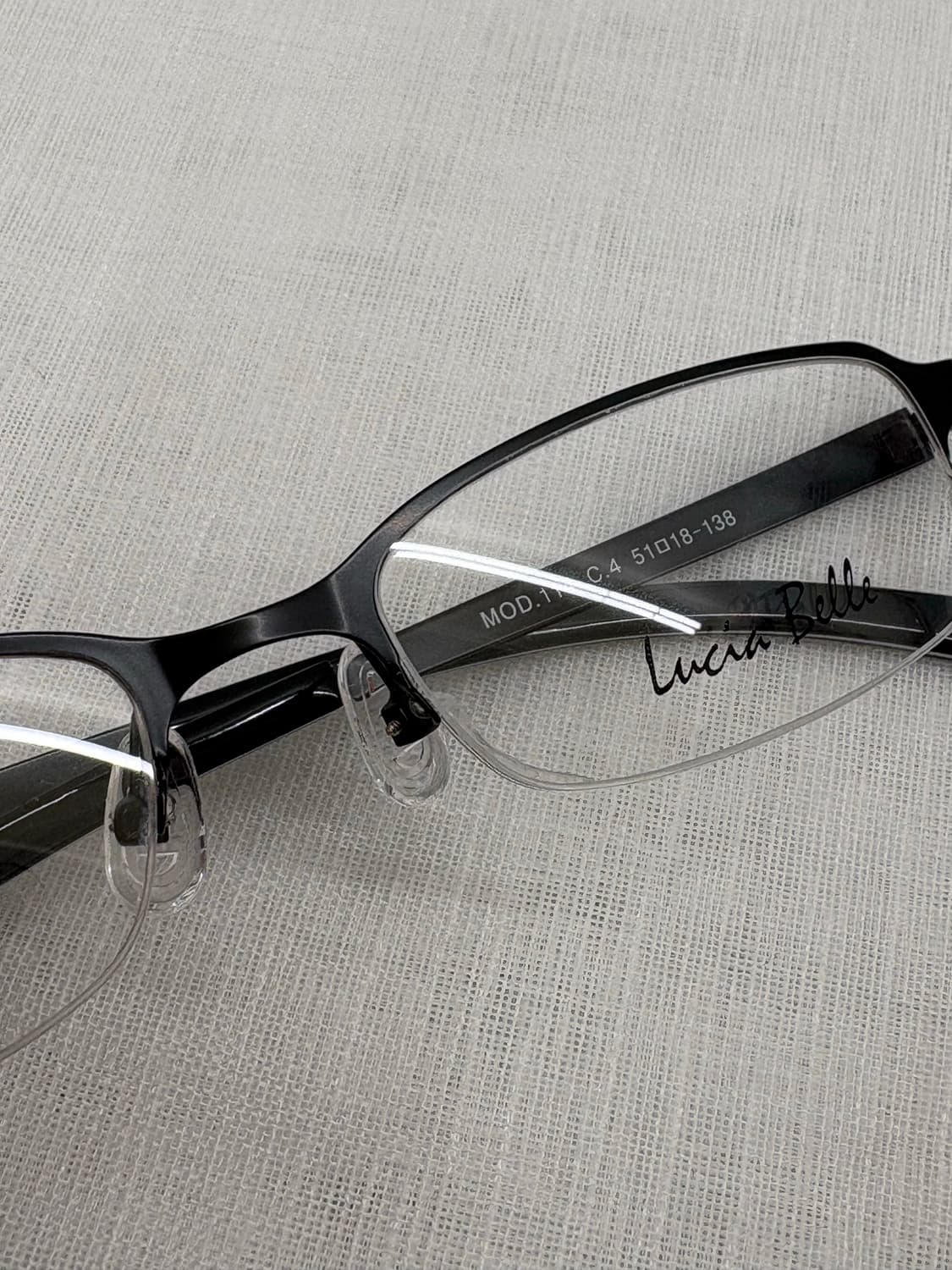 LUCIA BELLE 무광 블랙 사각 반무테 상품이미지6