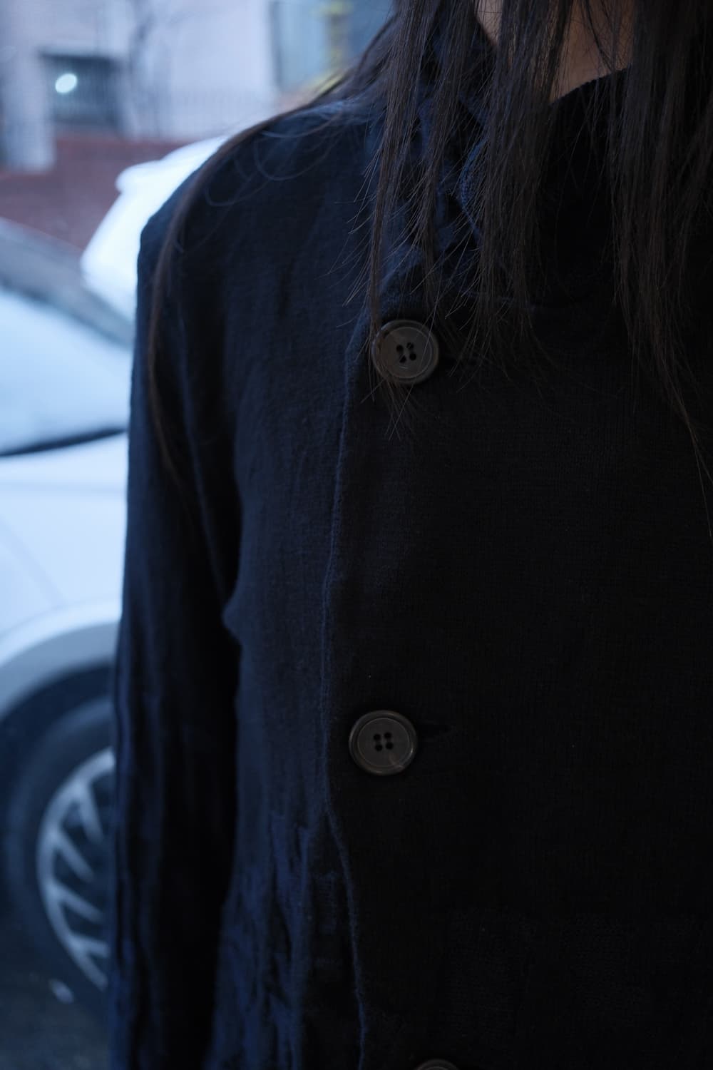 Lettering Jacquard wrinkled cardigan 상품이미지2