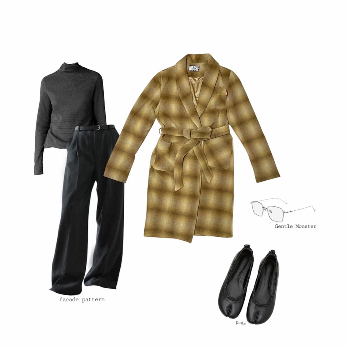 미스치프 체크 로브 코트 상품이미지2