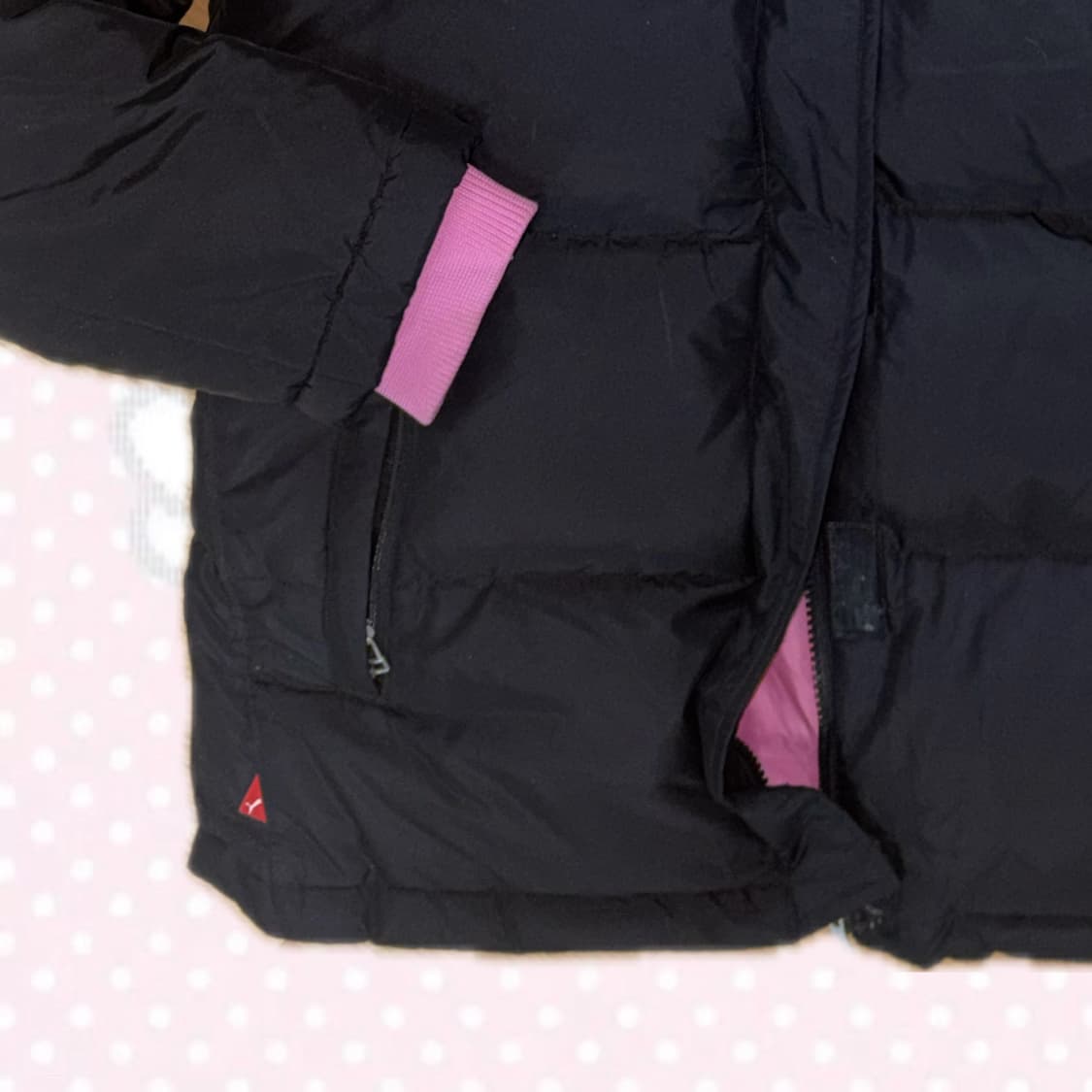 PUMA 퓨마 푸마 블랙/핑크 후드 패딩 상품이미지4