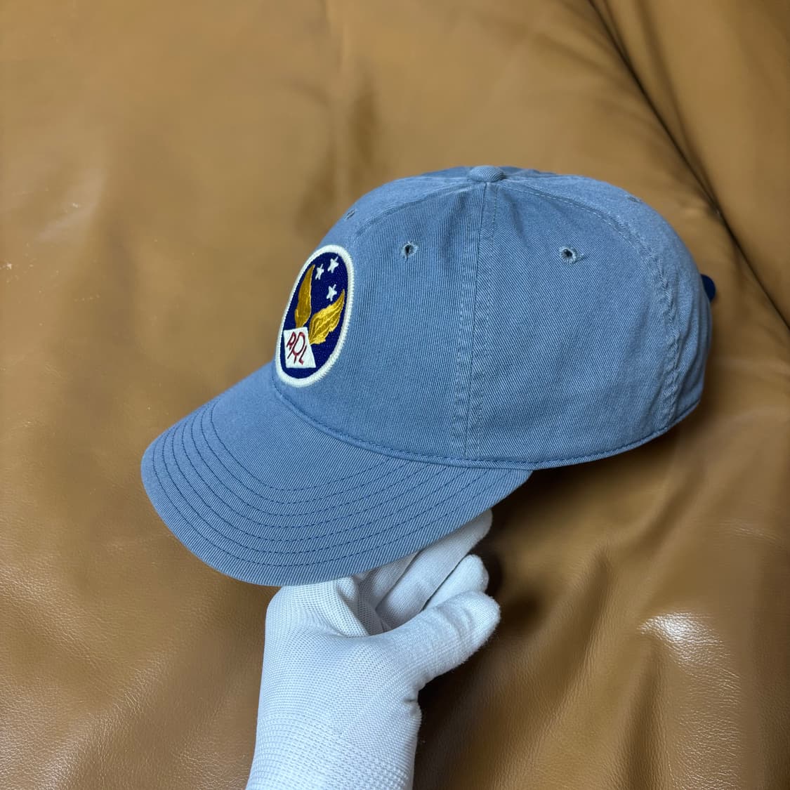 RRL 더블알엘 랄프로렌 폴로 윙로고 6패널 볼캡 모자 미드나잇 블루 상품이미지4