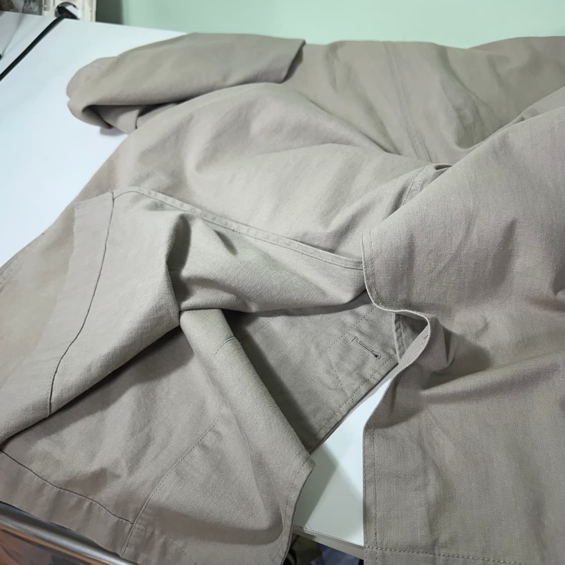 XL 언노운피플 카키베이지 루즈핏 코튼 롱트렌치코트 상품이미지6