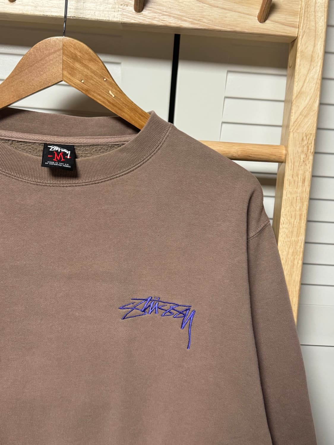 스투시 00s 빅로고 카라멜 베이지 오버핏 맨투맨 상품이미지4