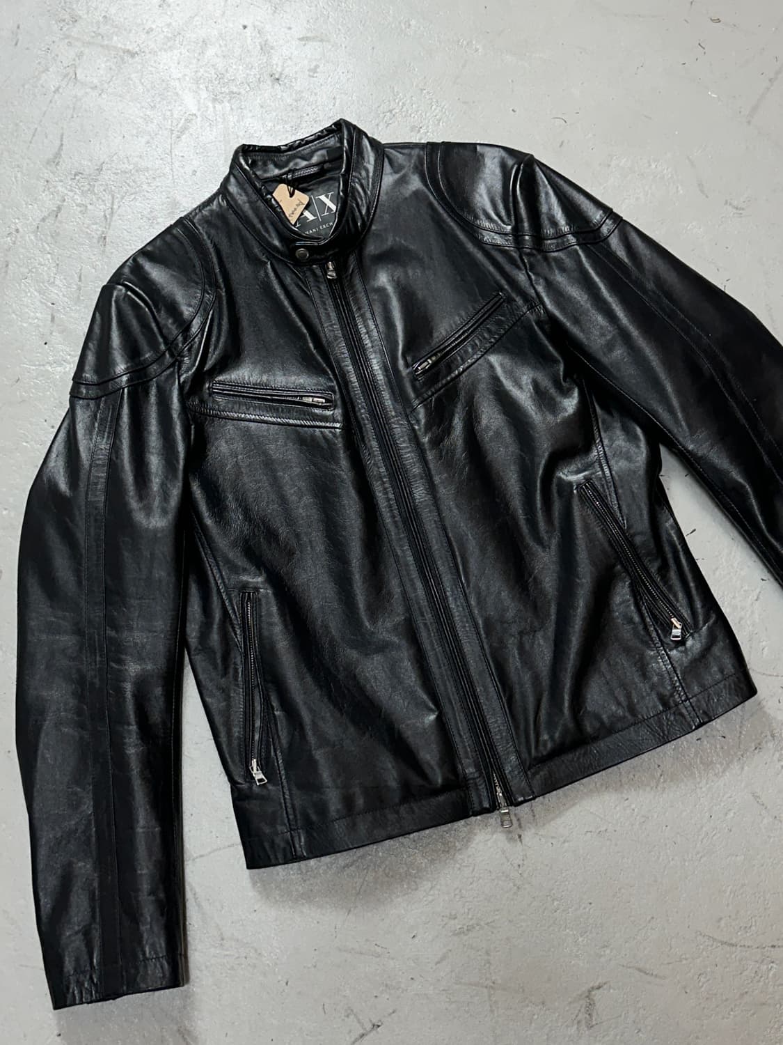  아르마니 익스체인지 레더 자켓 카페레이서 모터사이클 자켓 상품이미지5