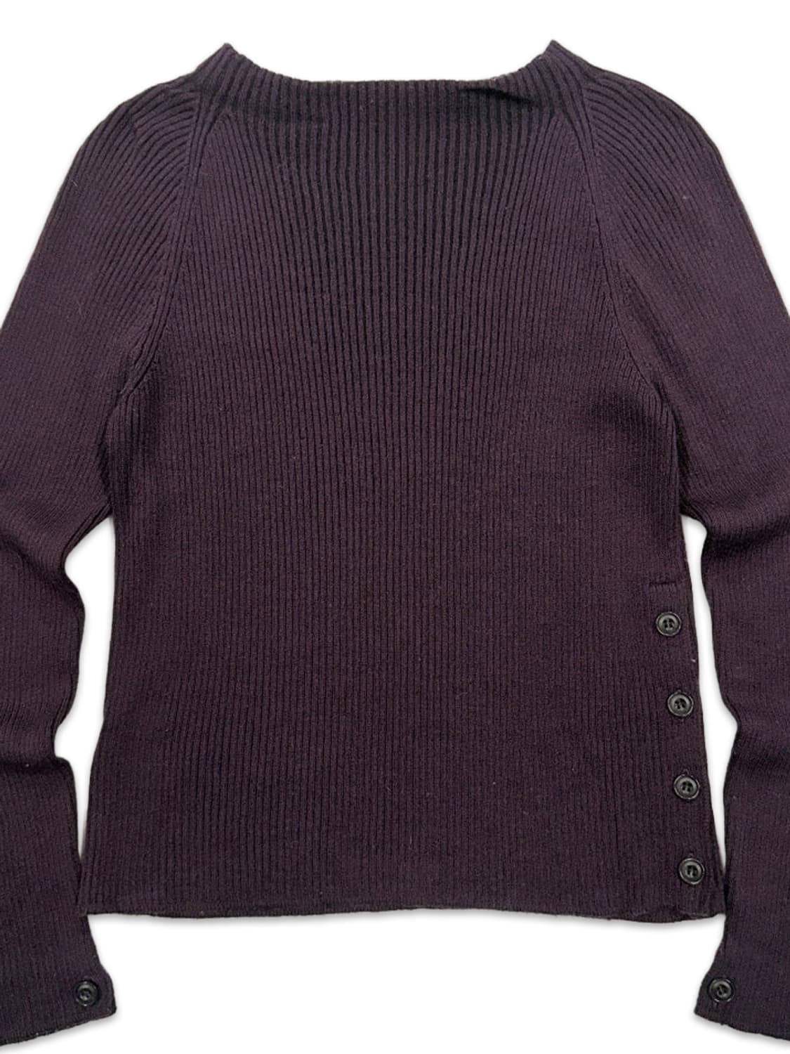 빈티지 Dama Collection 다크 퍼플 사이드 단추 긴팔 니트 상품이미지2
