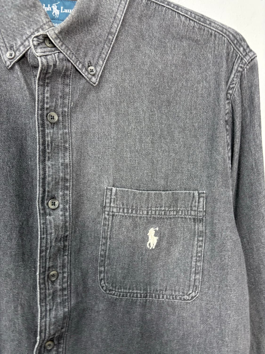 폴로랄프로렌 포니로고 흑청 데님 셔츠 A2758 상품이미지3