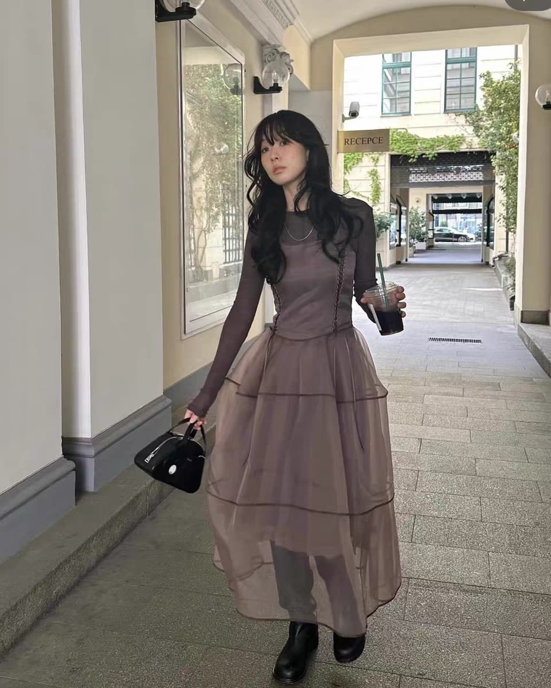 fletta 플레따 95_Lace up Organza Dress (BR) 상품이미지5