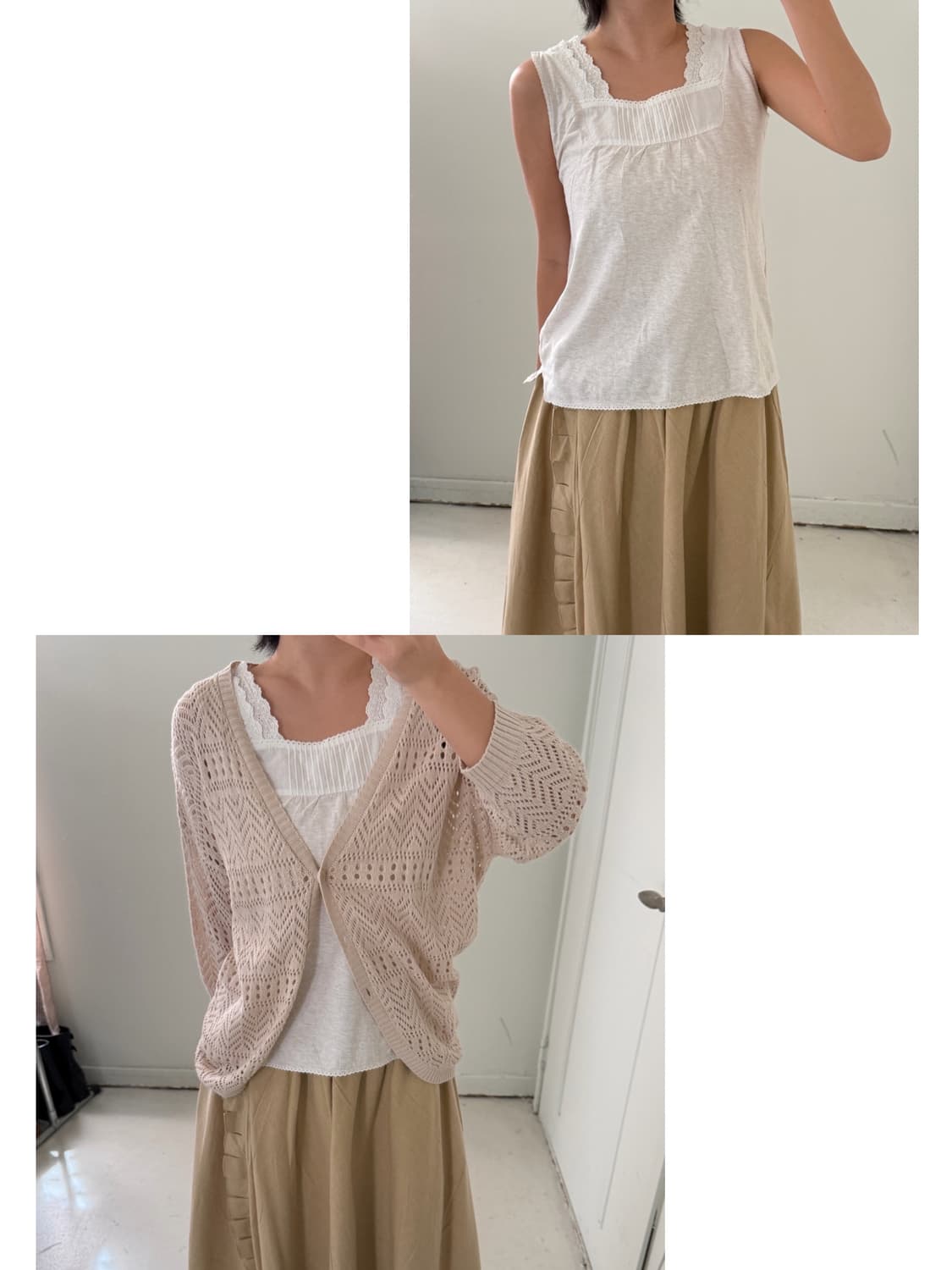 일본빈티지 레이스 나시 가디건 세트 상품이미지1