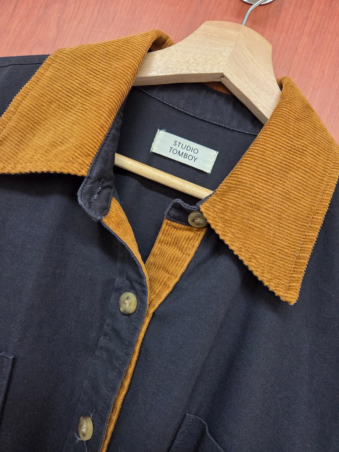 스튜디오톰보이   코듀로이카라배색 언피스 상품이미지3