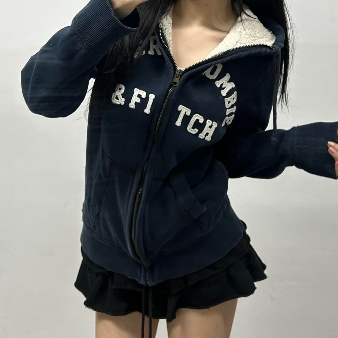 아베크롬비 y2k 울프죠 올드스쿨 양털 후드집업 희귀져지(M) 상품이미지1