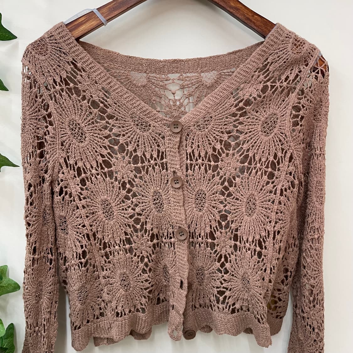 모카 크로쉐 플라워 니트 가디건 크로쉐 크롭 🏠 상품이미지2